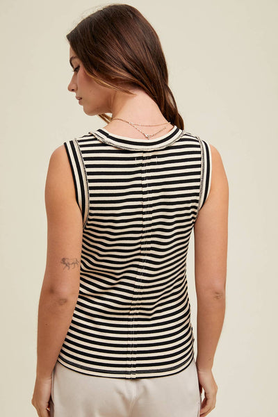 Tara Striped Ribbed Knit Tank