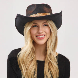 Rustic Cowgirl with Feather Fedora Hat