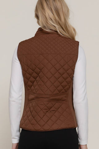 The Piping Detail Rib Quilted Padding Vest