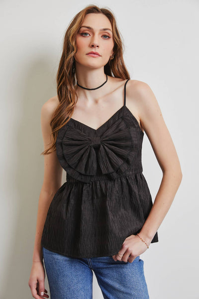 Bronson BabyDoll Bow Top-Black