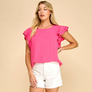 Top with Ruffled sleeves