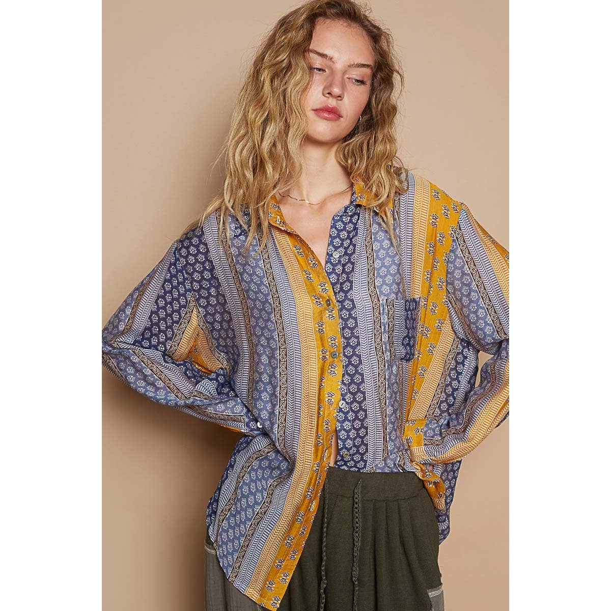 Julia Vintage Washed Printed Woven Shirt