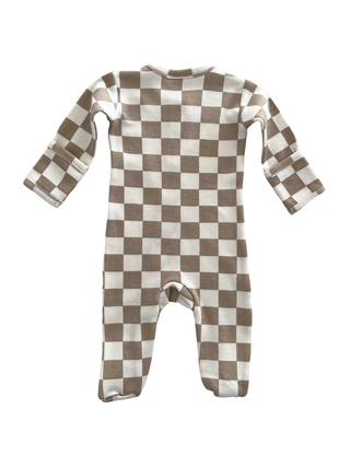 Tiramisu Checkerboard / Organic Zip Footie