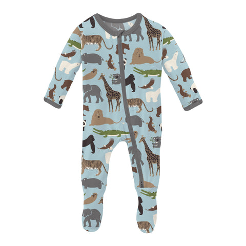 KicKee Pants - Bamboo Sleeper Footie - Spring Sky Zoo