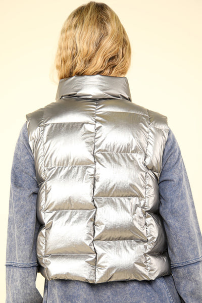 Madeline Metallic Zip Up Puffer