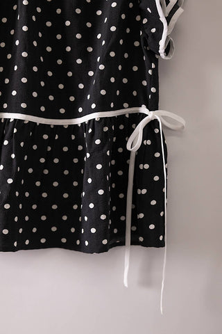 Romantic Polka Dot Ruffle Blouse