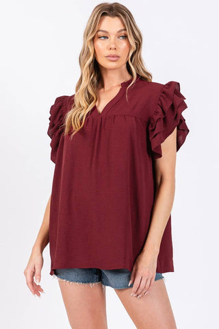 The Classic -RUFFLE SLEEVE BLOUSE