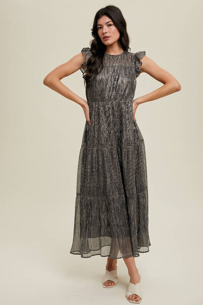 Tina Tiered Lurex Maxi Dressed