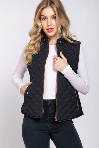 The Piping Detail Rib Quilted Padding Vest