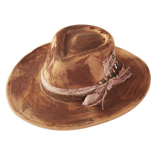 Rustic Cowgirl Feather and Band Fedora Hat