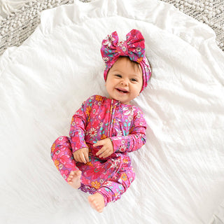 Gigi and Max - Posie RUFFLE ZIP Bamboo One Piece Floral Baby Outfit