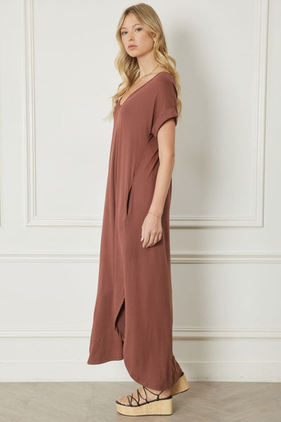 Kari Jersey Knit V-Neck Dress