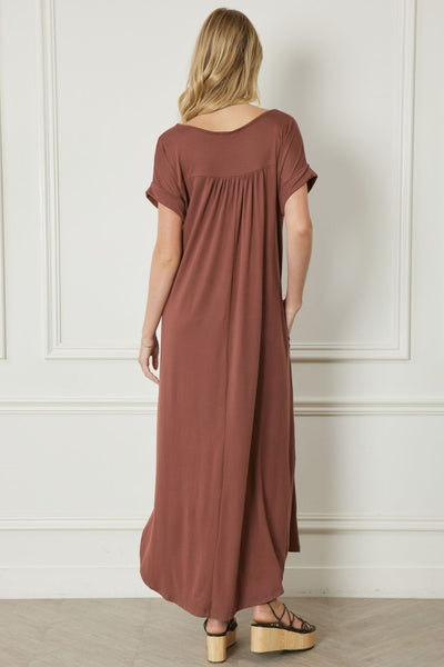 Kari Jersey Knit V-Neck Dress