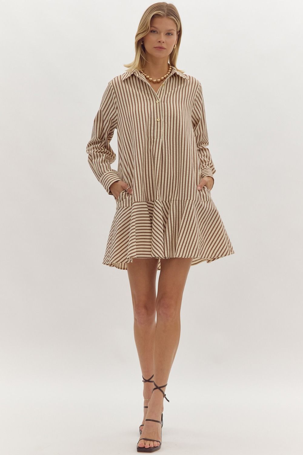 Dianna Striped Long Sleeve Drop Mini Dress