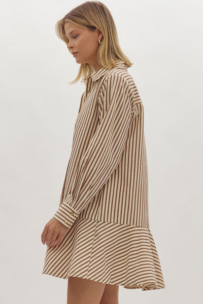 Dianna Striped Long Sleeve Drop Mini Dress