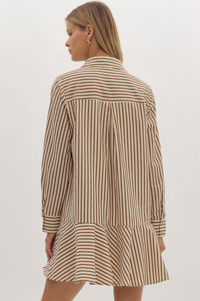 Dianna Striped Long Sleeve Drop Mini Dress