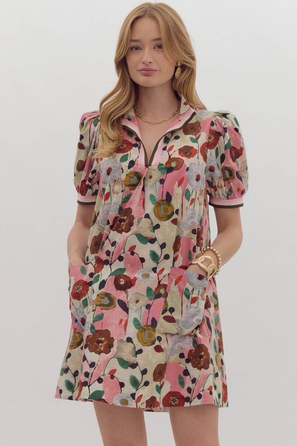 Dara Floral Print Collared Mini Dress