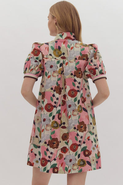 Dara Floral Print Collared Mini Dress