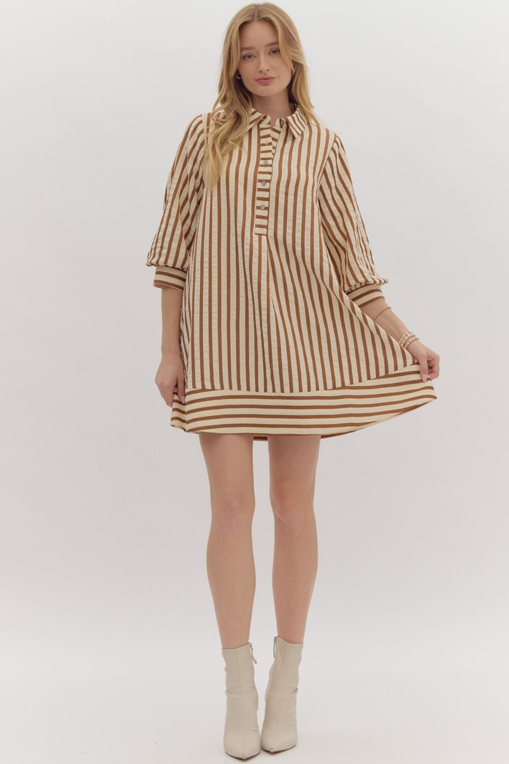 Sally Striped SeerSucker Pullover Mini Dress