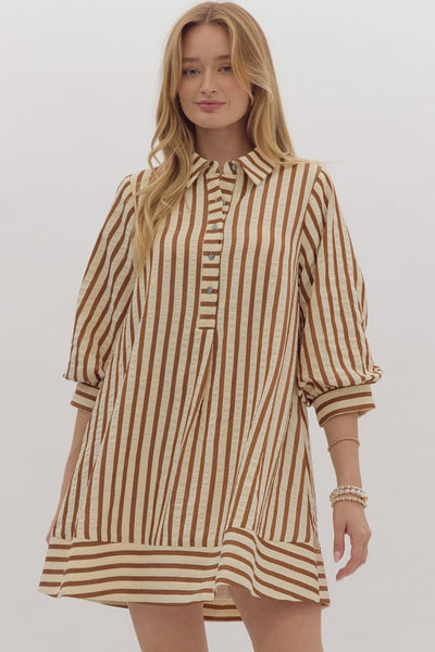 Sally Striped SeerSucker Pullover Mini Dress