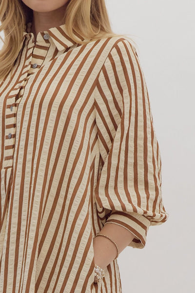 Sally Striped SeerSucker Pullover Mini Dress