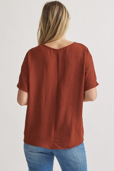 Dante V-Neck Top- Chocolate Rust