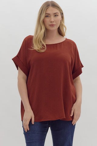 Jaqui Scoop Neck Top- Curvy Chocolate