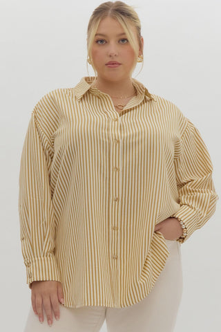 Stripe Collared Button Up Long Sleeve