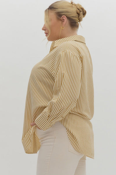 Stripe Collared Button Up Long Sleeve