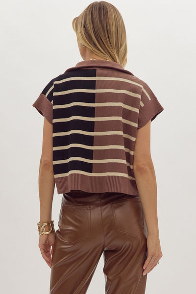 Tally Stripe Ribbed Color Block Sweater