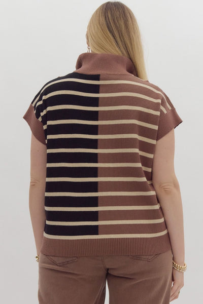 Tally Stripe Ribbed Color Block Sweater- Curvy