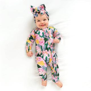 Gigi and Max - Luana RUFFLE ZIP Bamboo One Piece Floral Baby Outfit