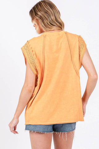 Molly -MINERAL WASHED TRIM SHORT SLEEVE TOP