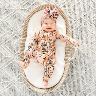 Gigi and Max - Flora Light Pink RUFFLE ZIP Floral Bamboo 1PC 2 Way Zipper