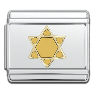 Italian Bracelet Charm - 9mm Gold Star of David Link
