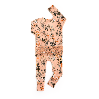 Gigi and Max - Flora Light Pink RUFFLE ZIP Floral Bamboo 1PC 2 Way Zipper