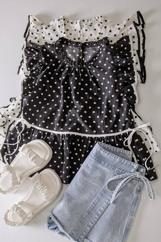 Romantic Polka Dot Ruffle Blouse