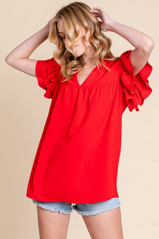 The Classic -RUFFLE SLEEVE BLOUSE