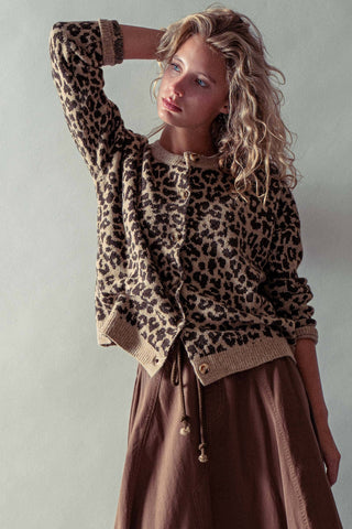 Classic Leopard Print Jacquard Cardigan