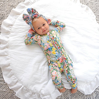 Gigi and Max - Joanna RUFFLE ZIP Bamboo One Piece Floral Baby Clothing