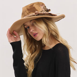 Rustic Cowgirl Feather and Band Fedora Hat
