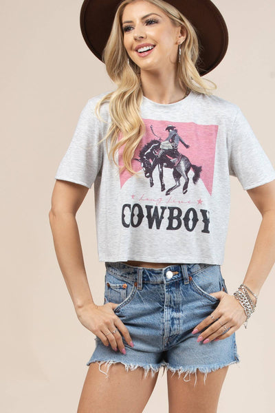 Western Cowboy Rodeo Print Crop Tee