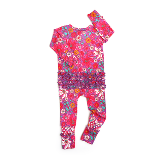 Gigi and Max - Posie RUFFLE ZIP Bamboo One Piece Floral Baby Outfit