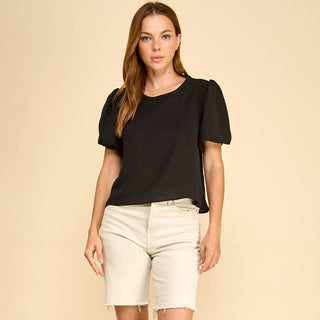 The Krissi Solid Puffed Sleeves Top