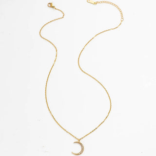 Jeweled Crescent Moon Necklace