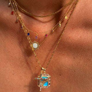 Over the Rainbow Double Charm Pendant Necklace