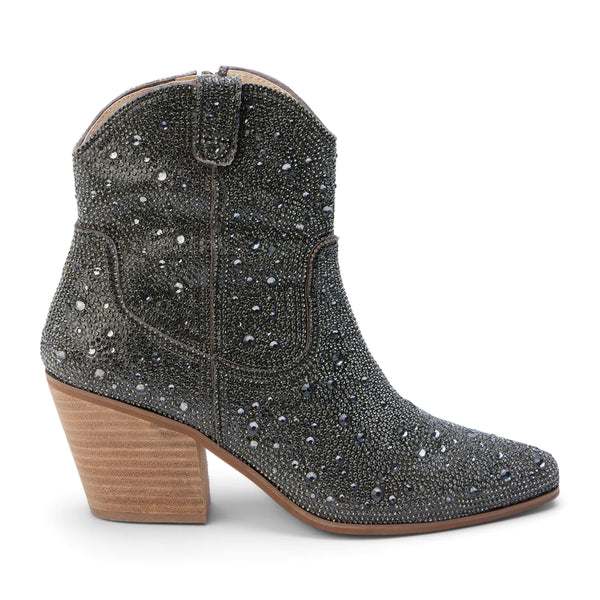 Matisse- Harlow Rhinestone Western Ankle Boot- Smoke