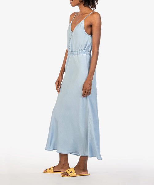 Safiyya Back Cutout Chambray Midi Dress