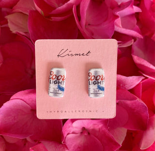 Coors Light Beer Can Stud Earrings