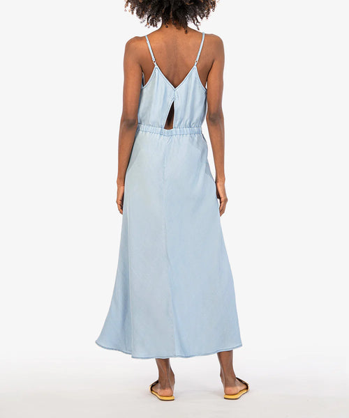 Safiyya Back Cutout Chambray Midi Dress